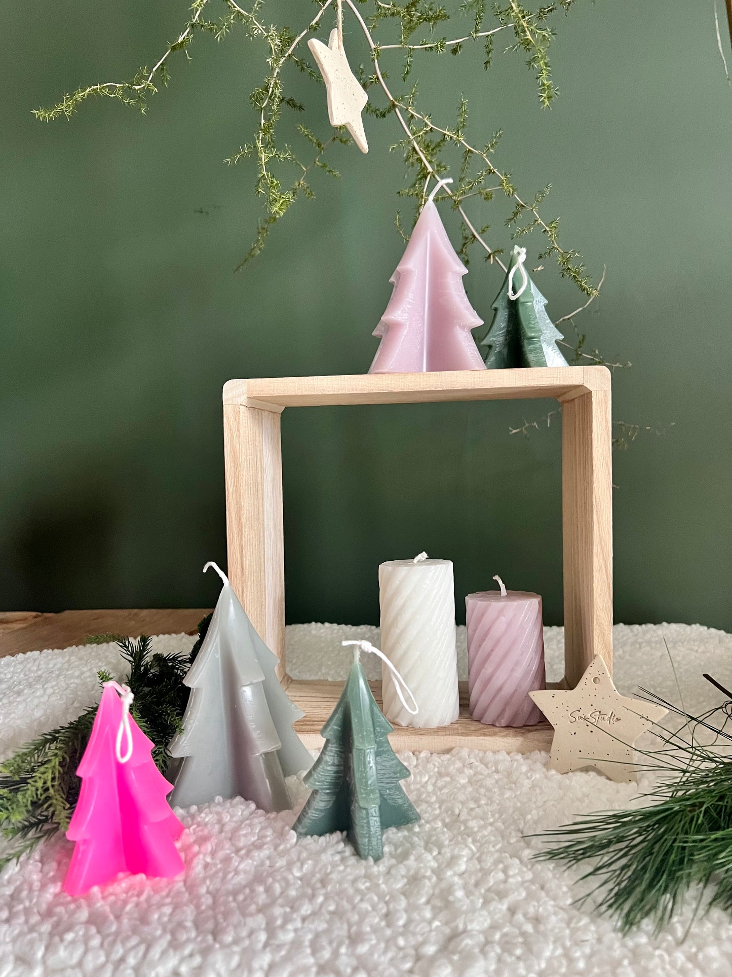 Kerstboom kaars fel roze - Maat S